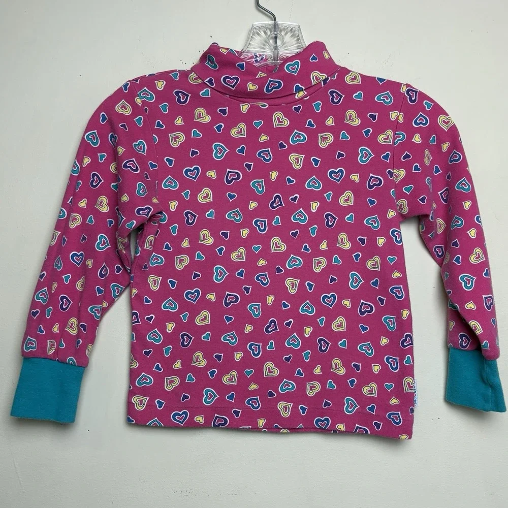 VTG Gymboree Heart Print Turtleneck Long Sleeve Shirt 100% Cotton Large 3T-4T